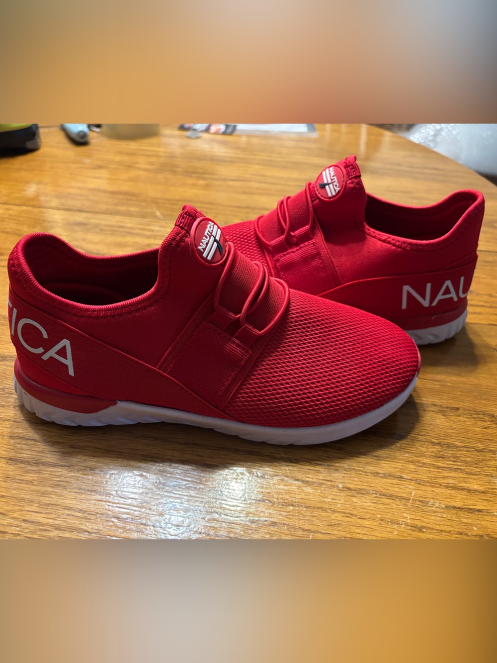 Nautica Kids Red Slip-On Mesh Sneakers with White Sole